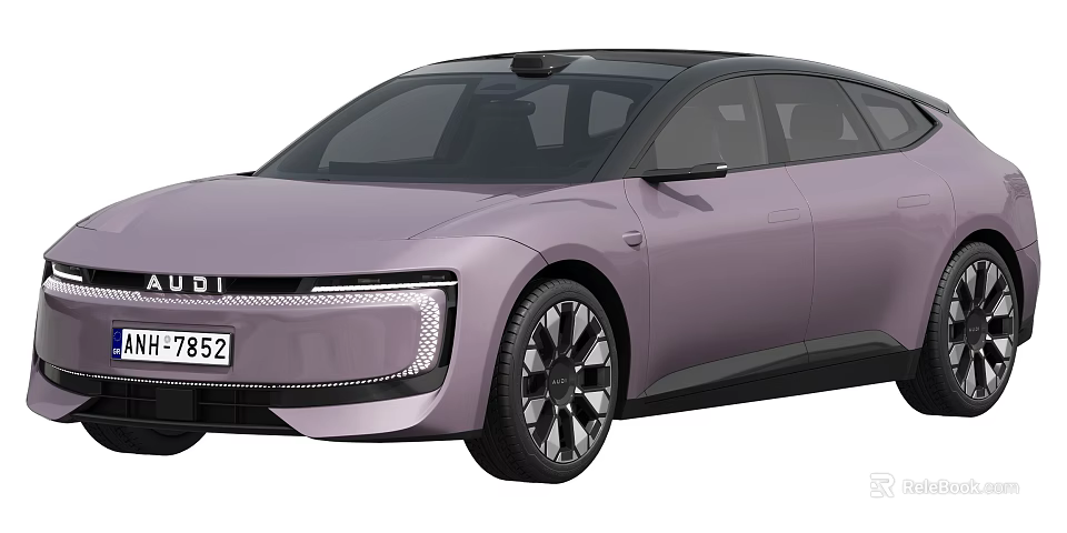 Purple Modern Car With Sleek Body And Autonomous Driving Roof Sensor 3d model 