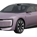Purple Modern Car With Sleek Body And Autonomous Driving Roof Sensor