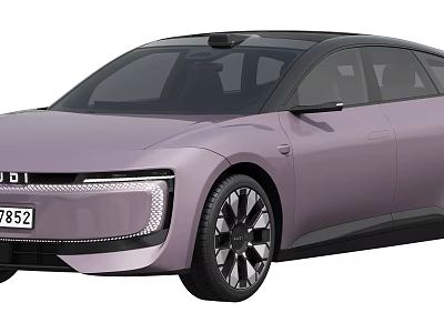 Purple Modern Car With Sleek Body And Autonomous Driving Roof Sensor 3d model