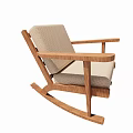 Leisure Rocking Chair with Wooden Frame and Light Colored Cushion for Comfortable Relaxation