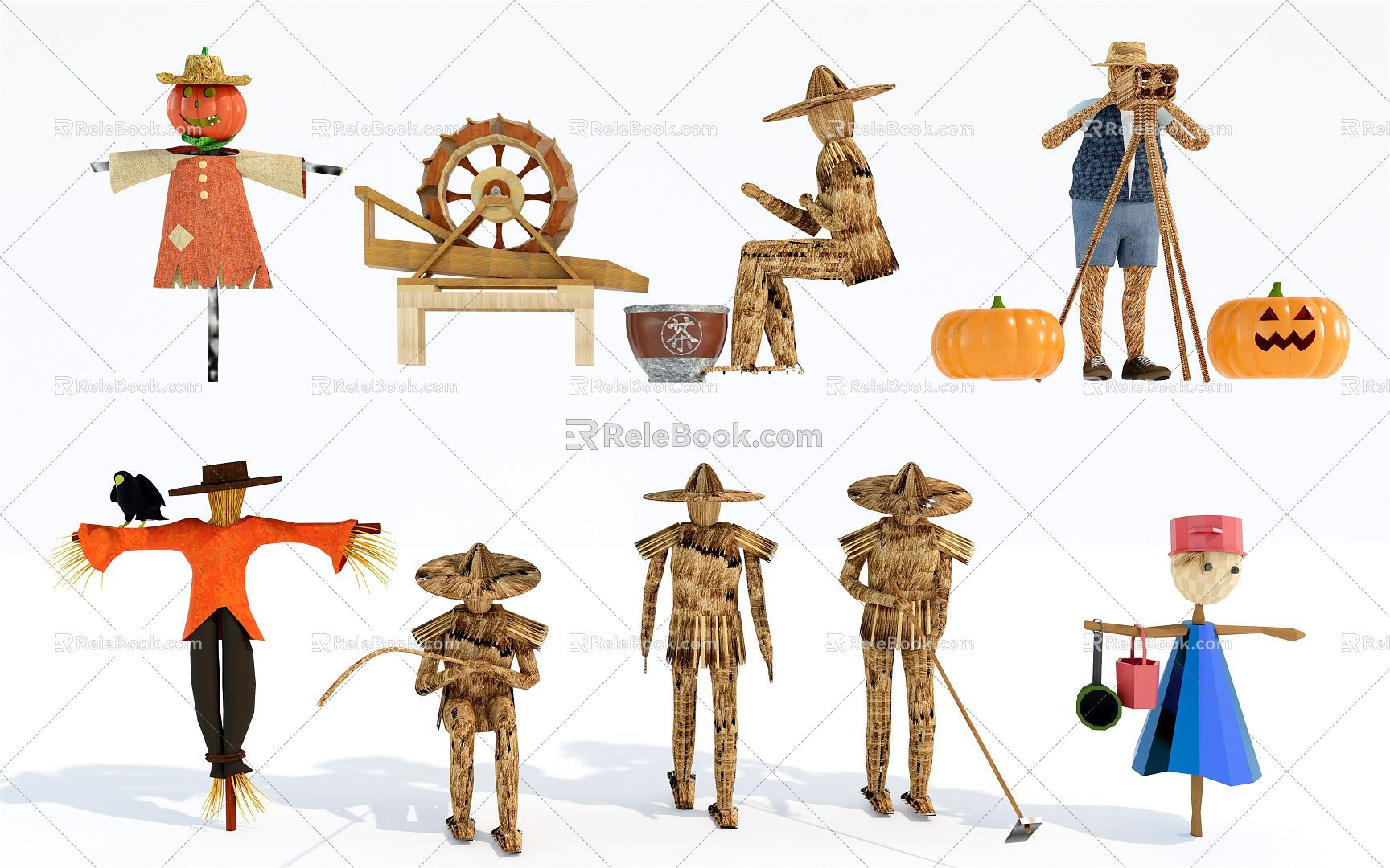 Modern Scarecrow Scarecrow Combination Scarecrow Country Sticks Farm Tools Country Dummy model