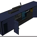 Containerized Industrial Equipment Unit With Open Doors Roof Machinery And Interior Setup