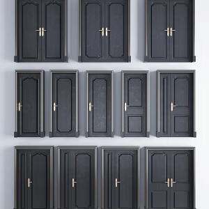 Jianou double door solid wood paint room door single door double door mother door 3d model