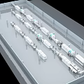 Industrial Automated Production Line Machinery Neatly Arranged In Factory Workshop