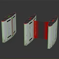 Public Facility Access Control Turnstile With Silver Body And Red Barrier 3d model