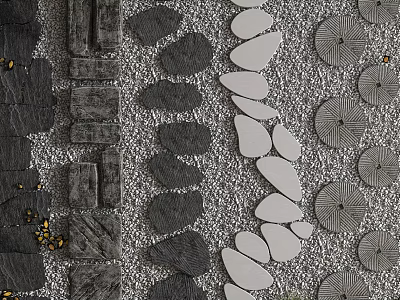 Gray And White Stone Paving Design With Various Shapes And Natural Textures 3d model