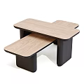 Modern Wooden Coffee Table With Dark Top And Light Wood Layered Design