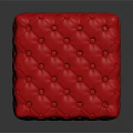 Elegant Red Cube Shaped Furniture Piece With Quilted Surface Pattern Design 3d model