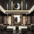 Luxury KTV Interior Design With Leather Sofas Marble Tables And Gold Lighting 3d model