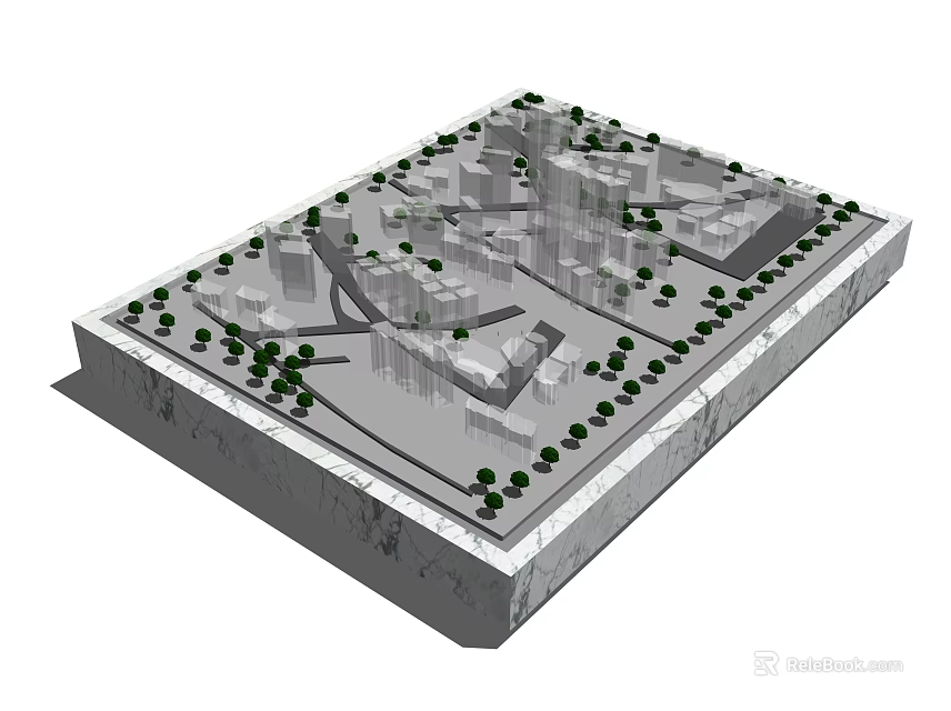 Commercial Equipment Used in 3D Architectural Model with Buildings Roads and Greenery 3d model 