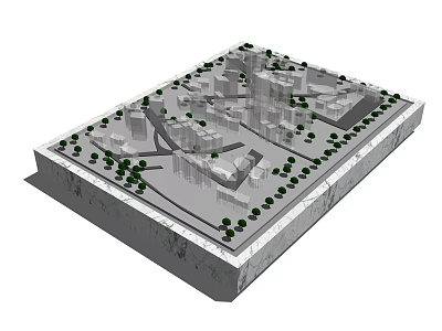 Commercial Equipment Used in 3D Architectural Model with Buildings Roads and Greenery 3d model