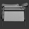 Elegant Modern Gray Upholstered Armchair With Metal Frame And Soft Cushions
