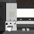 Modern Bathroom Interior Design With Glass Shower Double Vanity Sink And Wooden Accents