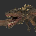 Reptile Dragon With Spikes Wings Open Mouth Sharp Teeth And Rough Skin