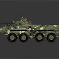 Military Armored Vehicle With Camouflage Pattern Six Wheels And Roof Equipment