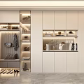 Modern Shoe Cabinet Interior With Storage Bench Hanging Area And Decorative Shelves