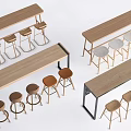 Modern Bar Table and Chair Dining Table and Chair Bar Stool 3d model