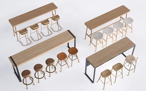 Modern Bar Table and Chair Dining Table and Chair Bar Stool 3d model