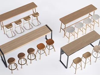 Modern Bar Table and Chair Dining Table and Chair Bar Stool 3d model