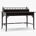 Dark Brown Traditional Dresser With Bamboo Style Legs And Decorative Drawers