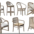 Stylish Rattan Leisure Chairs with Various Designs and White Cushions for Home Decor