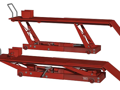 Red Hydraulic Scissor Lift For Vehicle Maintenance With Stable Structure 3d model