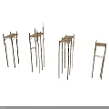Natural Brown Bamboo Scene Components With Simple High Leg Stand Structures