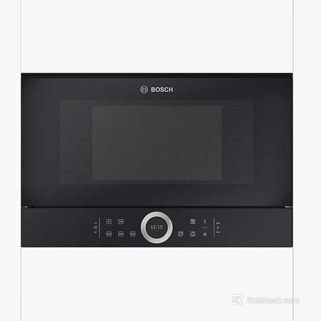 BOSCH Modern Black Microwave Kitchen Appliance With Control Panel Digital Display And Knob 3d model 