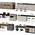 Modern Bar Counter Designs With High Stools Cabinet Storage And Decorative Elements 3d model