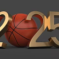 2025 Basketball Sports Concept With Golden Numbers And 3D Elements