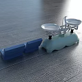 Commercial Balance Scale With White Trays Light Blue Base And Weighing Scale