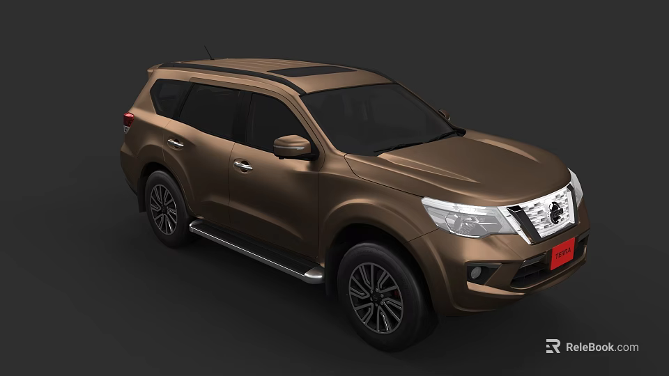 Brown Nissan SUV With Roof Rails Alloy Wheels And Front Grille Design 3d model 