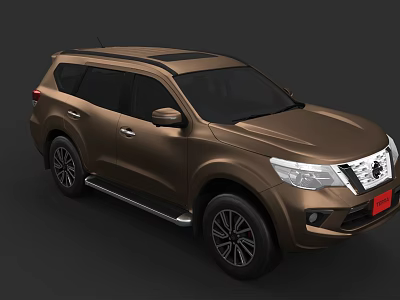 Brown Nissan SUV With Roof Rails Alloy Wheels And Front Grille Design 3d model