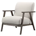 Modern Armchair With Wooden Frame And Light Fabric Cushion For Living Room