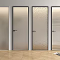 Modern Glass Hinged Doors With Various Textures And Black Frames In Interior Space 3d model