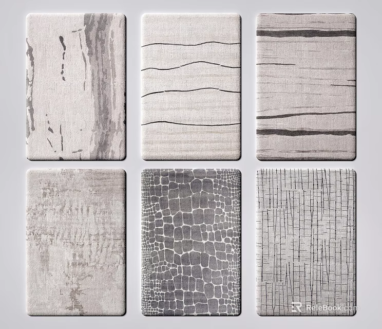 Modern Square Rugs With Various Textured Patterns For Contemporary Home Decor 3d model