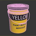 Yellow Paint Bucket Mockup With Black Lid White Handle For Design Projects