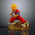 Golden Haired Anime Game Character Statue In Red Outfit With Blue Undershirt And Rock Base