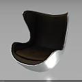 Unique Modern Design Chair With Brown Curved Seat And Silver Metal Frame