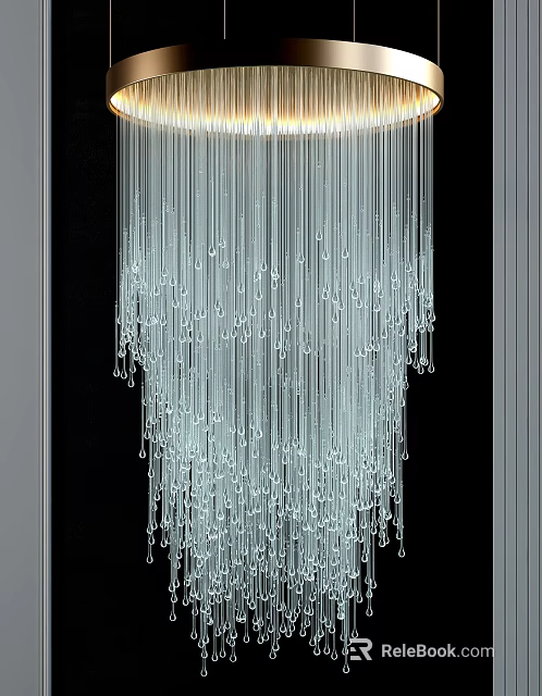 Modern Crystal Chandelier With Glass Droplets Hanging Design For Elegant Interior Decor 3d model 