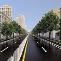 Perspective of subgrade of two-way four-lane middle-interval guardrail 3d model