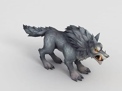 Technology Exhibition Hall Displaying Realistic 3D Wolf Model With Fierce Expression And Detailed Fur Design 3d model