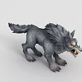 Technology Exhibition Hall Displaying Realistic 3D Wolf Model With Fierce Expression And Detailed Fur Design