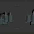 Pair of Black Metal Industrial Devices With Curved Handles And Solid Construction