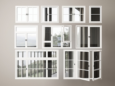 Modern Windows Casement Windows Household Floor Windows Plastic Steel Windows Glass Partition Doors and Windows Balcony Doors and Windows Broken Bridge Aluminum Windows 3d model