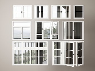 Modern Windows Casement Windows Household Floor Windows Plastic Steel Windows Glass Partition Doors and Windows Balcony Doors and Windows Broken Bridge Aluminum Windows 3d model