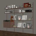 Modern Wooden Bookshelf Interior Design With Books Decorative Items Photo Frame Radio And Storage Boxes