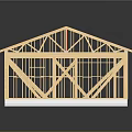 Building Wooden Frame Structure With Roof Truss Wall Framework And Internal Wires