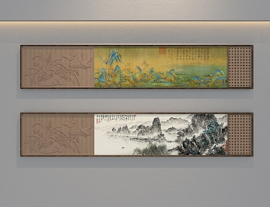 Middle ancient style landscape painting Chinese style landscape painting 3d model