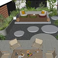 Courtyard Garden Design With Outdoor Dining Table Chairs Green Plants And Cozy Seating Area